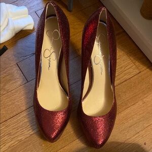 Jessica Simpson Red Heels with Glitter Finish